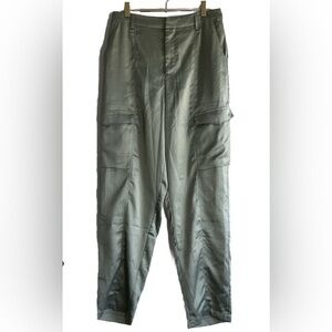 House of Harlow Sage Green Satin Cargo Pants Sz. 8 NWT!